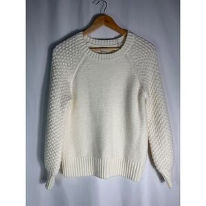J.Crew‎ Women's XS Cream Textured Knit Wool Blend Crewneck Sweater
